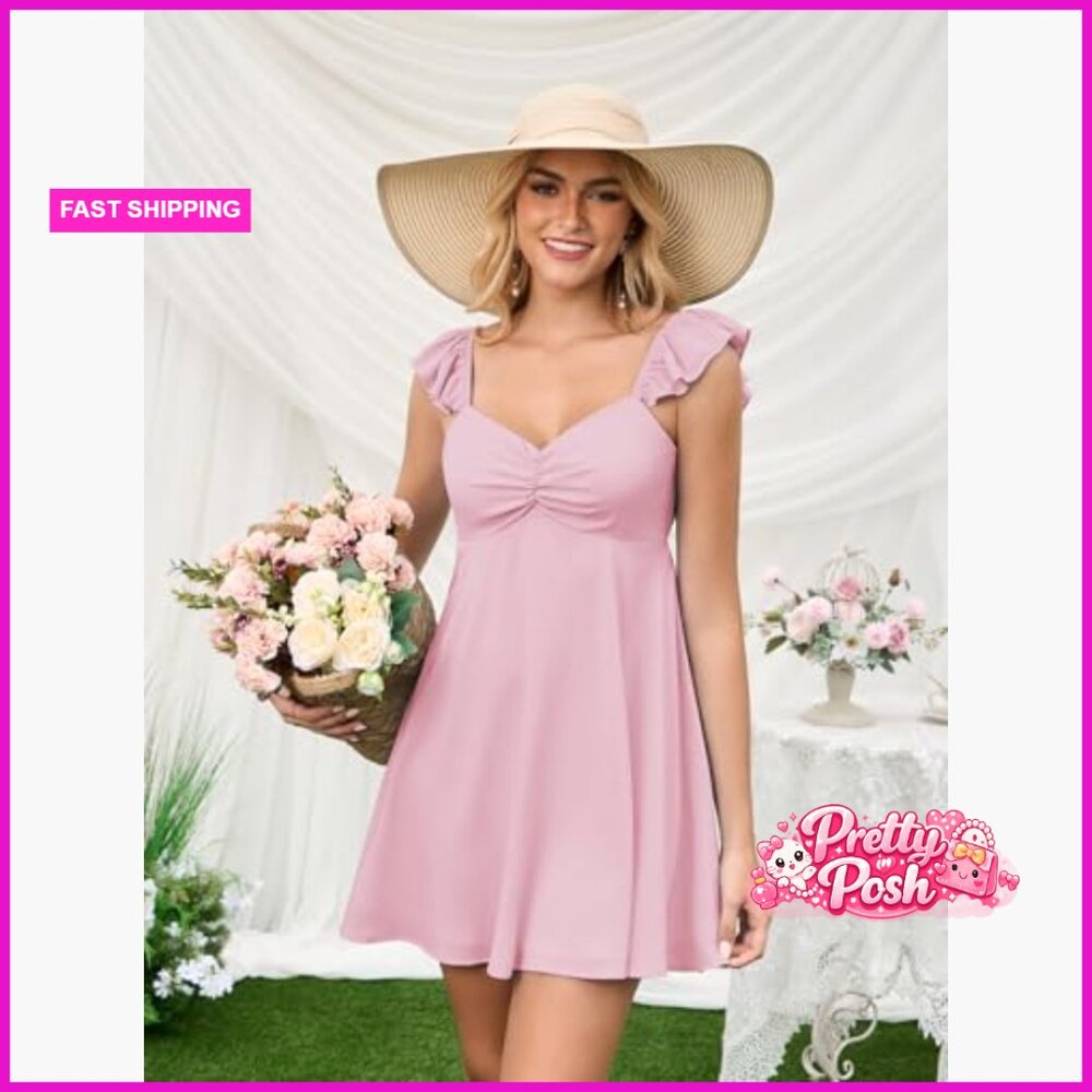 Polyester Elastane V-Neck Backless Ruffle Bow Tie… - image 3